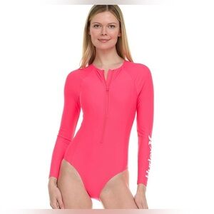Hurley Women's Vibrant Pink Long Sleeve One Piece